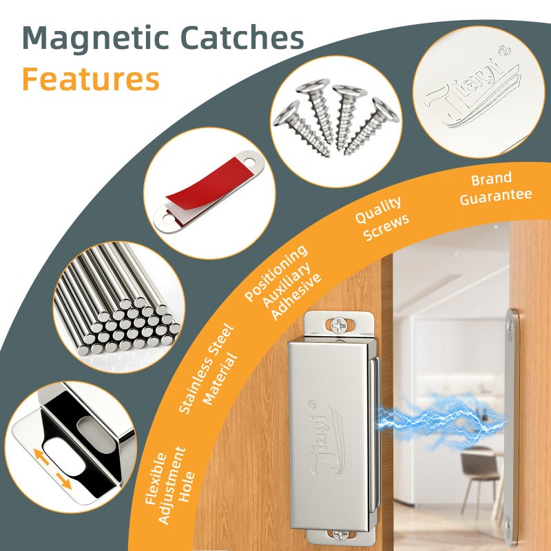 Jiayi Cabinet Door Magnets Strong Jiayi 2 Pack Kitchen Cabinet Magnets for Closure 66lbs Cabinet Magnetic Catch Heavy Duty Drawer Magnets for Cabinet Door Magnetic Catch Cupboard Magnetic Closure - Image 4